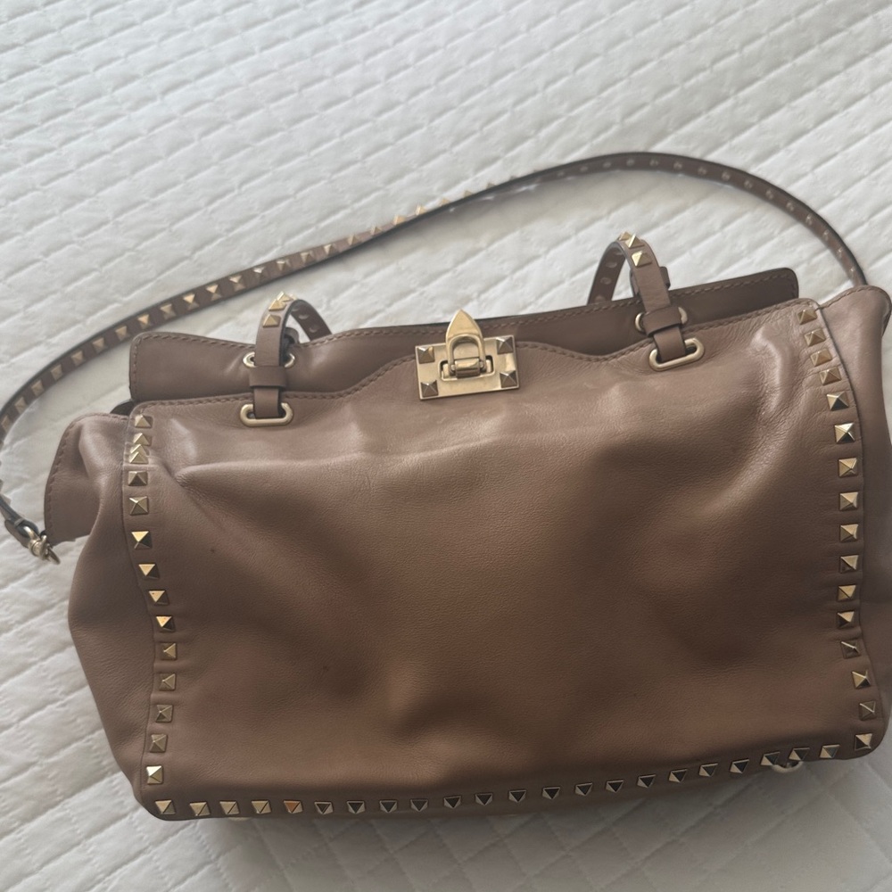 Valentino Brown Studded Shoulder Bag